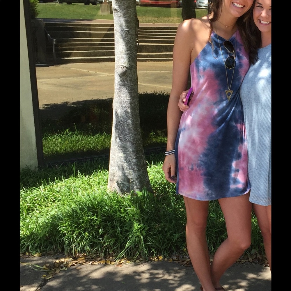 Tie die high neck dress